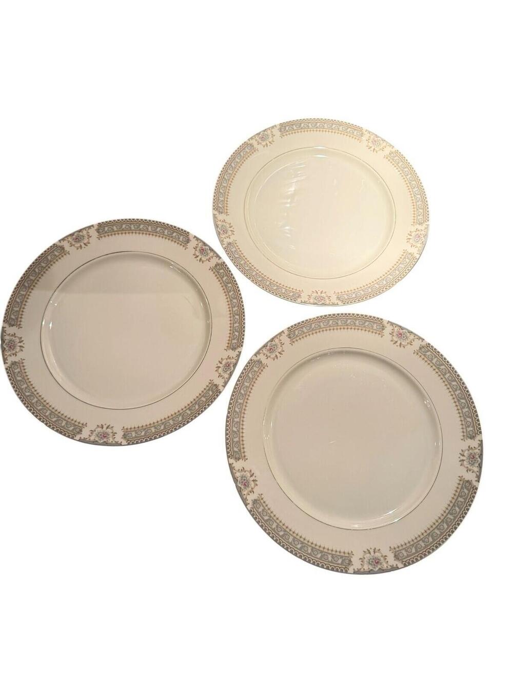 Lot X3 Richelieu by Mikasa Ivory China 10-3/4” Dinner Plates--M2002  Japan Vtg